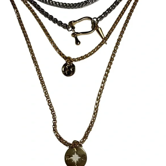 Gold and Silver Layered Necklace - Picture 2 of 2